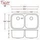 preview thumbnail 13 of 13, 32 1/2" Ticor L2 Foster Series 18-Gauge Stainless Steel Undermount Double Basin Kitchen Sink with Accessories