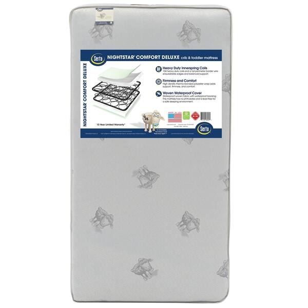 slide 2 of 8, Serta Nightstar Comfort Deluxe Crib and Toddler Mattress