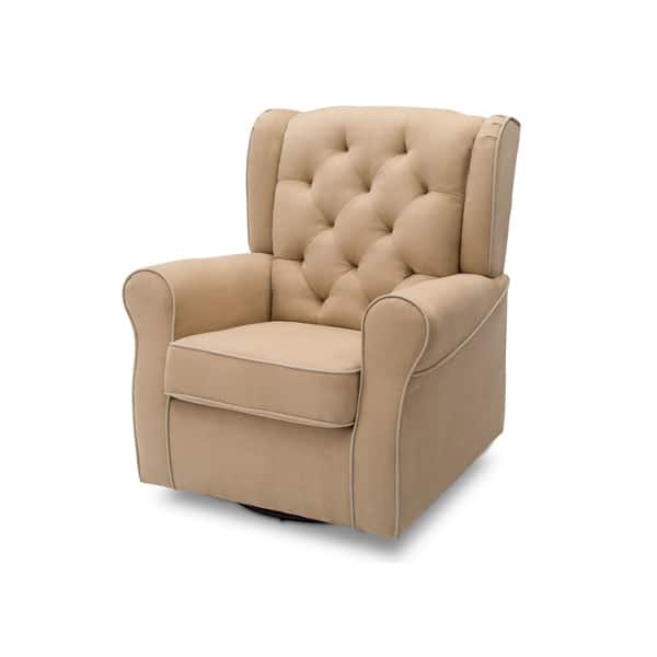 Delta Children Emerson Nursery Glider Swivel Rocker Chair, Beige with Ecru Welt - Bed Bath 
