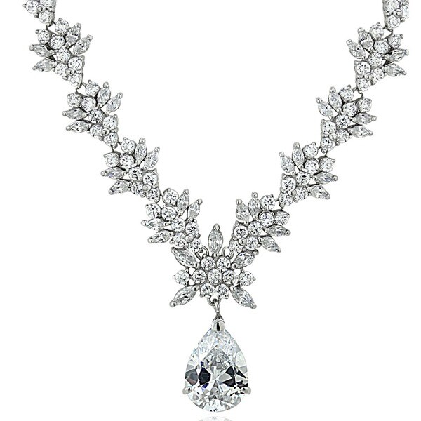 Icz Stonez Sterling Silver Cubic Zirconia Exquisite Wedding Necklace