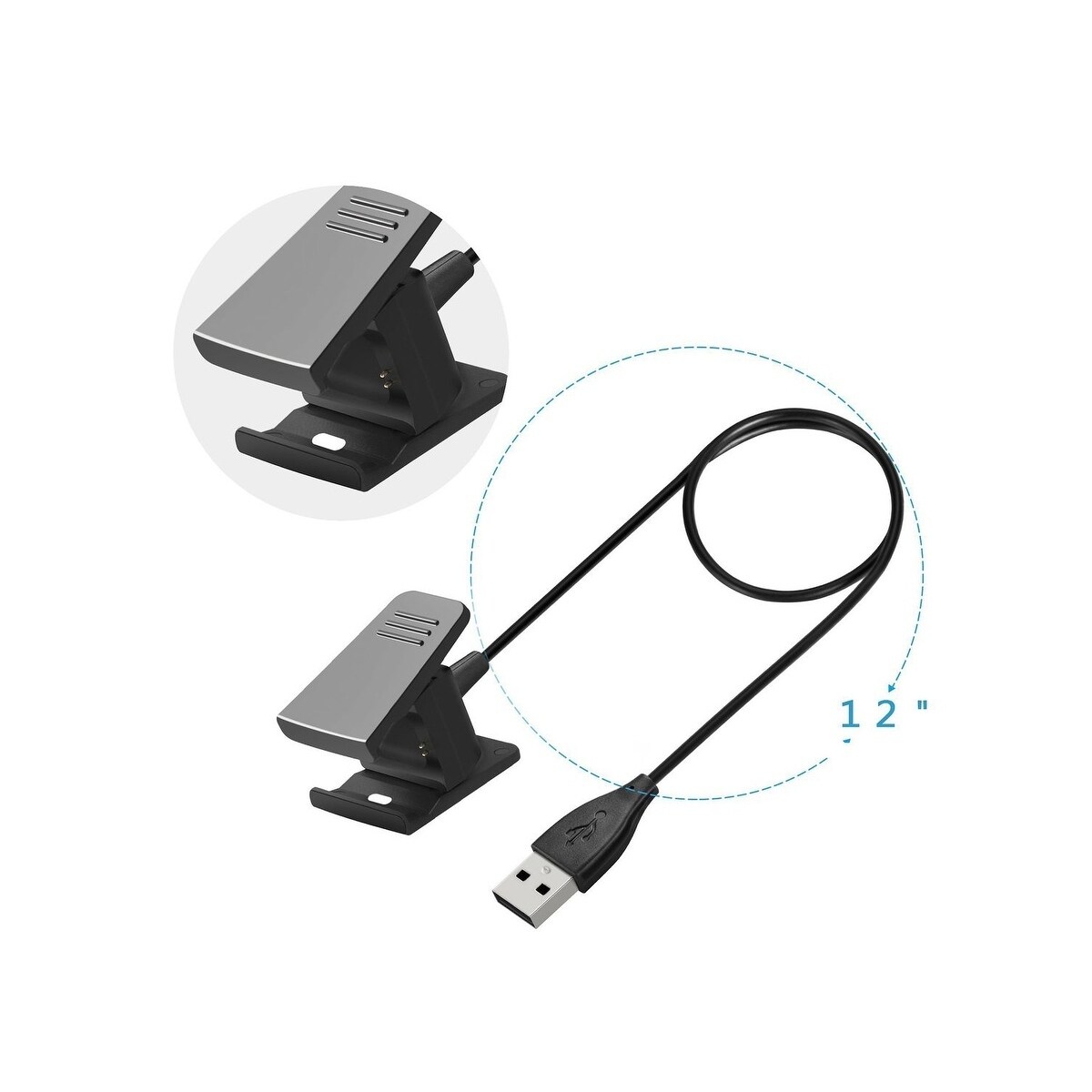 2x USB Charging Cable Clip Charger Cord Replace fit for Fitbit Charge 2 Tracker