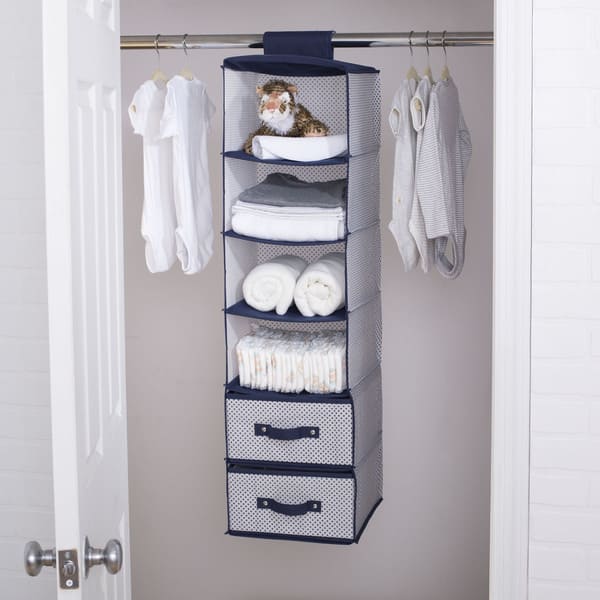 slide 2 of 2, Delta Children 6 Shelf Storage with 2 Drawers, Navy