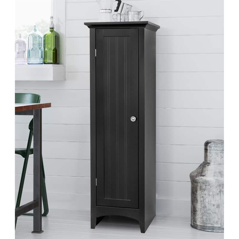 OS Home and Office White One Door Kitchen Storage Pantry - Black