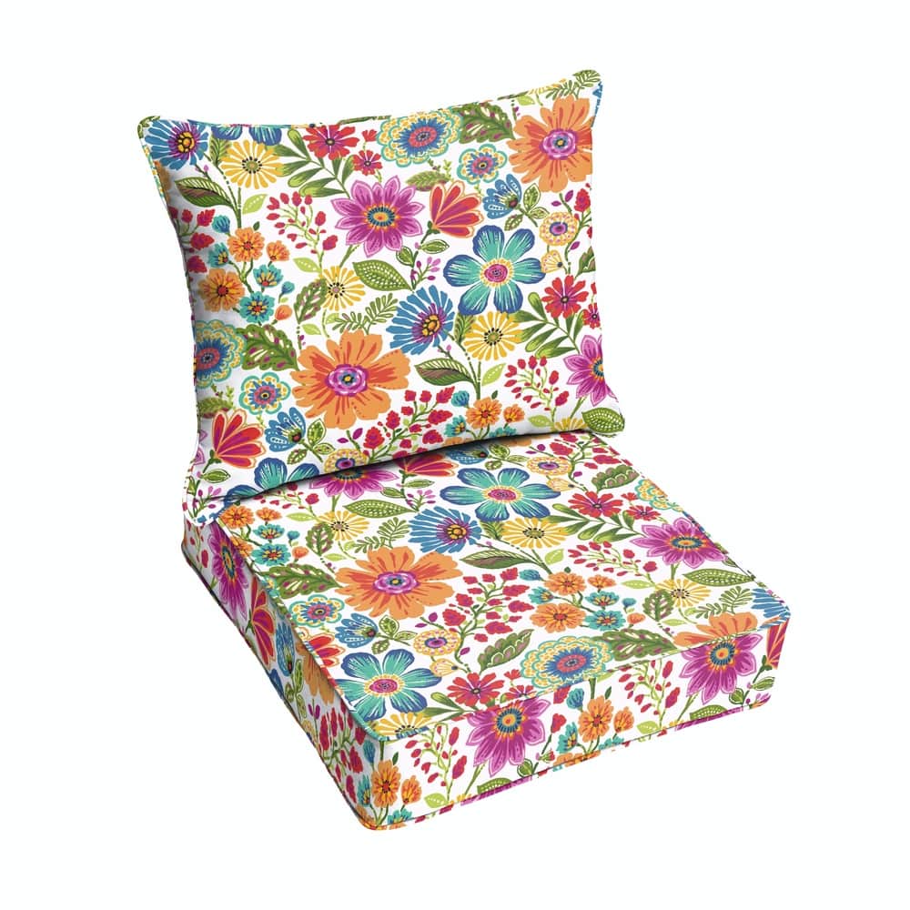 Galliford Multi Floral Indoor/ Outdoor Chair Corded Cushion and Pillow Set