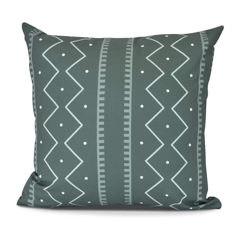 Mudcloth Geometric Print Pillow - 16" x 16" - Dark Green