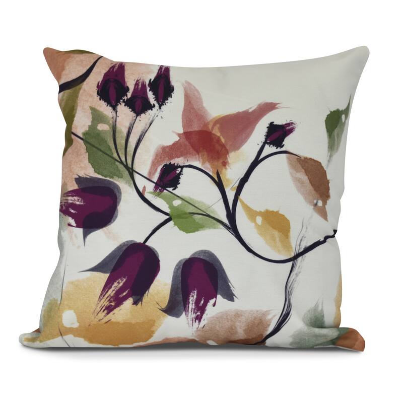 Windy Bloom Floral Print Pillow - 26" x 26" - Red