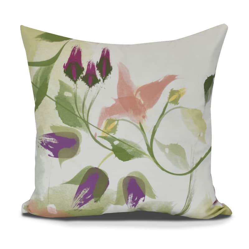 Windy Bloom Floral Print Pillow - 18" x 18" - Green
