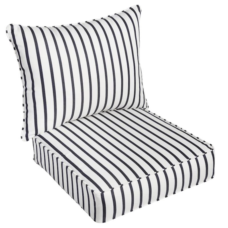 Mabley Sunbrella Lido Indigo Indoor/ Outdoor Chair Corded Cushion and Pillow Set