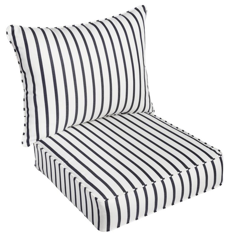 Mabley Sunbrella Lido Indigo Indoor/ Outdoor Chair Corded Cushion and Pillow Set