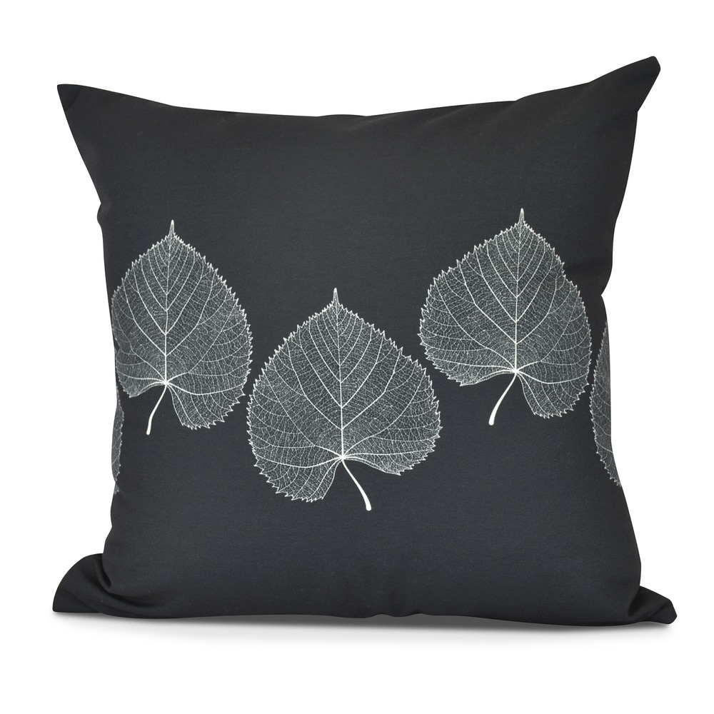 Gray Floral Print Pillow Traditional Bird Floral E by design 16 x 16-inch
