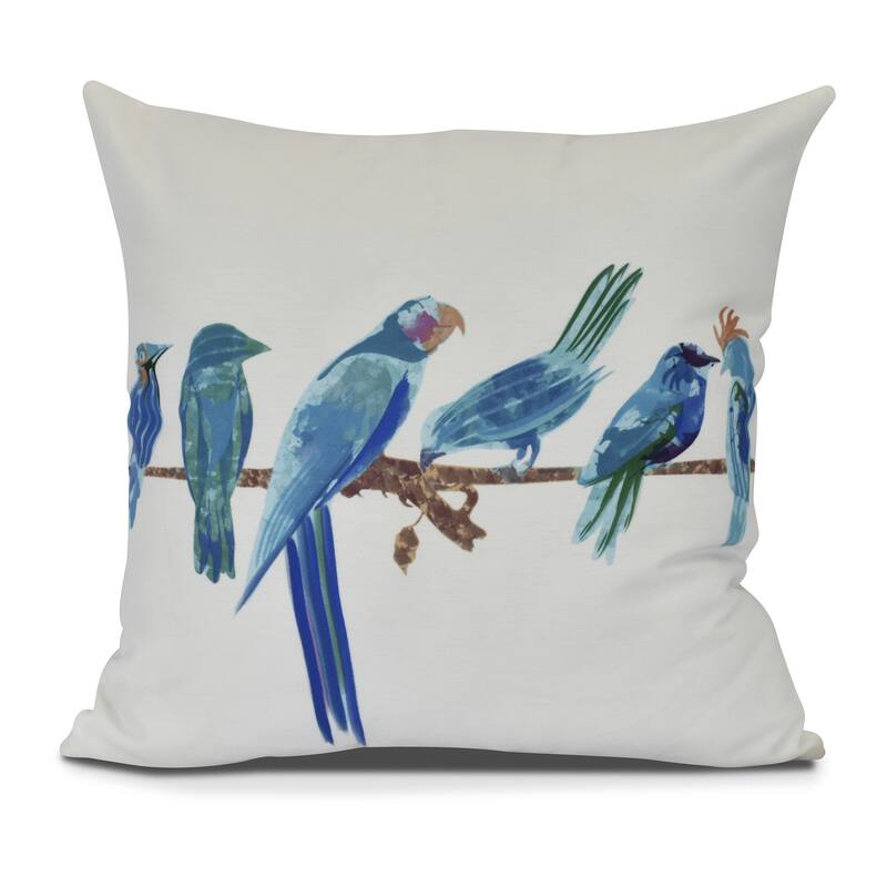 Morning Birds Animal Print Pillow - 16" x 16" - Blue