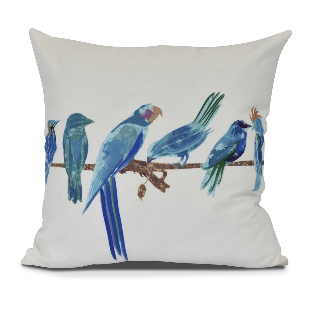 E by design 26 x 26 inch Bird Fashion Animal Print Pillow Blue