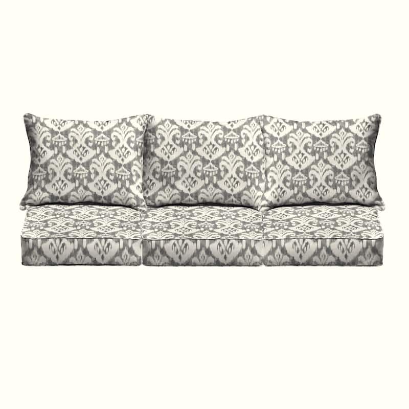 Rainford Grey/ Cream Indoor/Outdoor Corded Pillow and Cushion Sofa Set