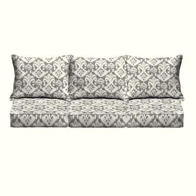 Rainford Grey/ Cream Indoor/Outdoor Corded Pillow and Cushion Sofa Set