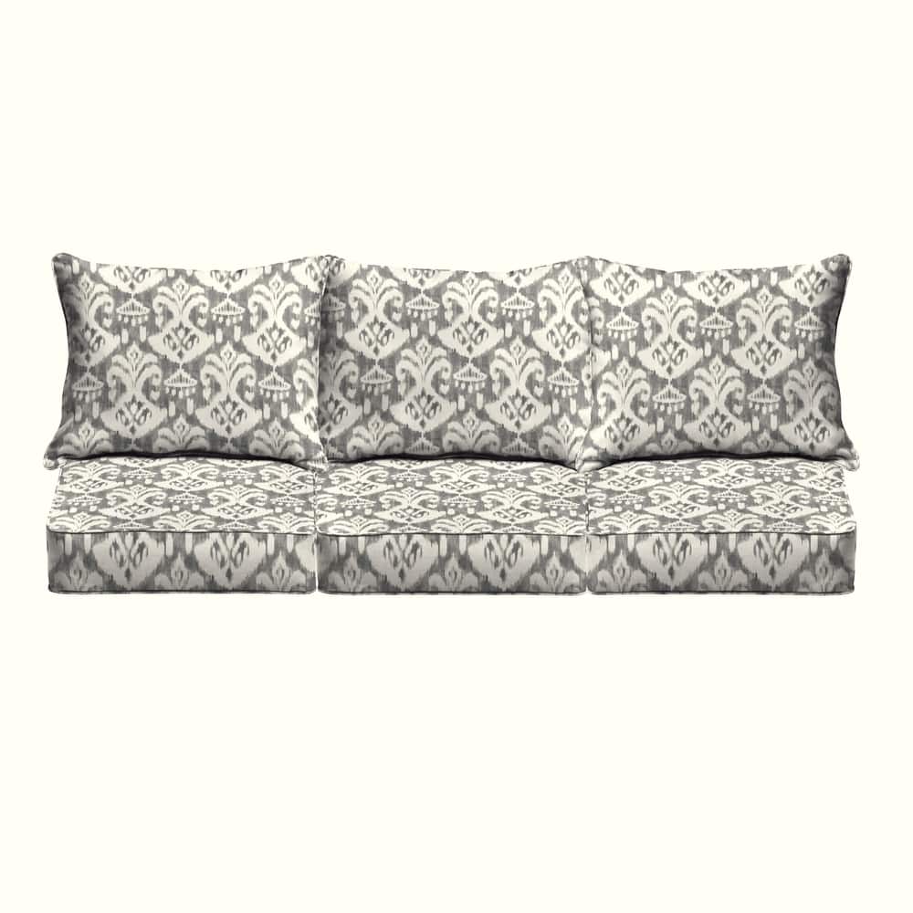 Rainford Grey/ Cream Indoor/Outdoor Corded Pillow and Cushion Sofa Set