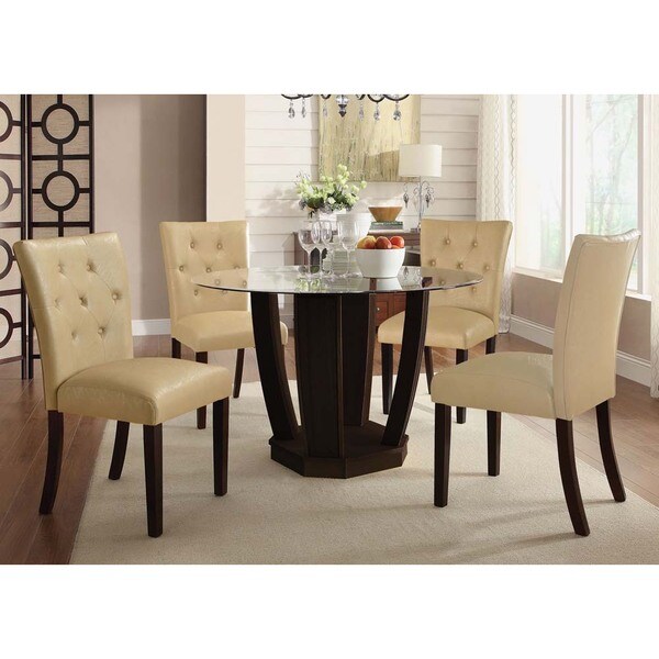 cream leather dining table chairs