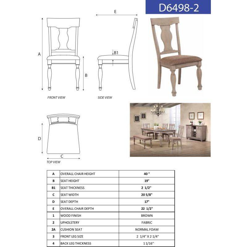 K and B Furniture Two-tone Brown Wood Upholstered Dinette Dining Room Dining Chairs (Set of 2)