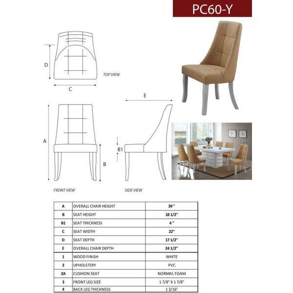 Yellow Vinyl Upholstery Kitchen Dinette Dining Room Side Chairs (Set Of 2)
