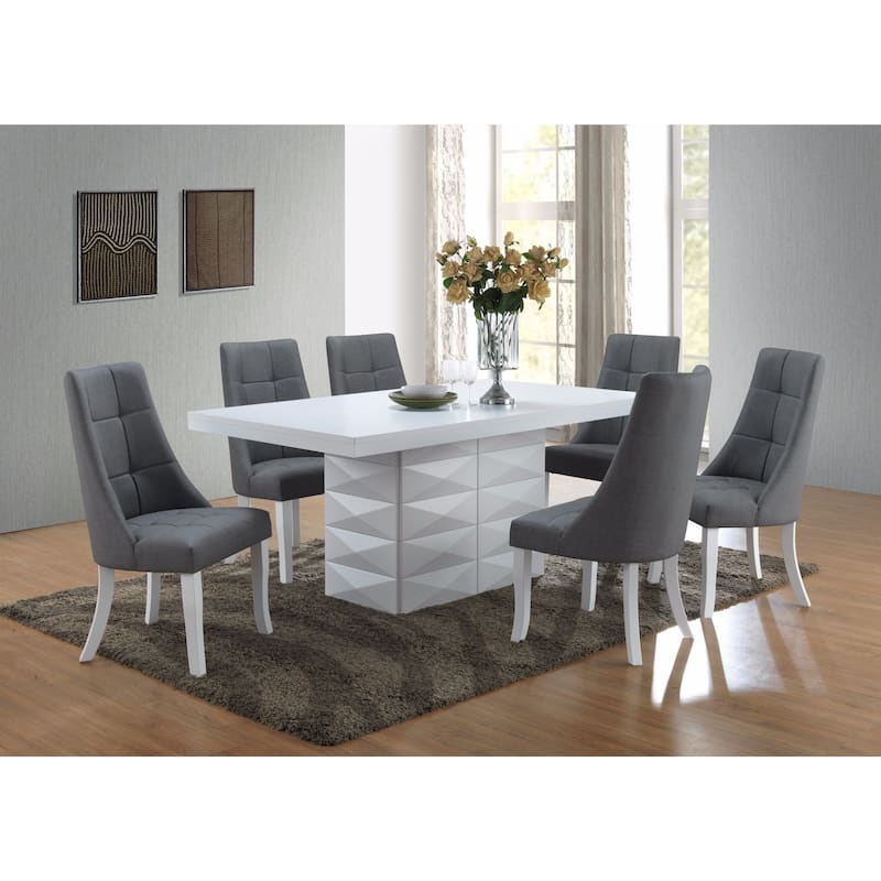 Grey Vinyl Kitchen Dinette Dining Chairs (Set of 2)