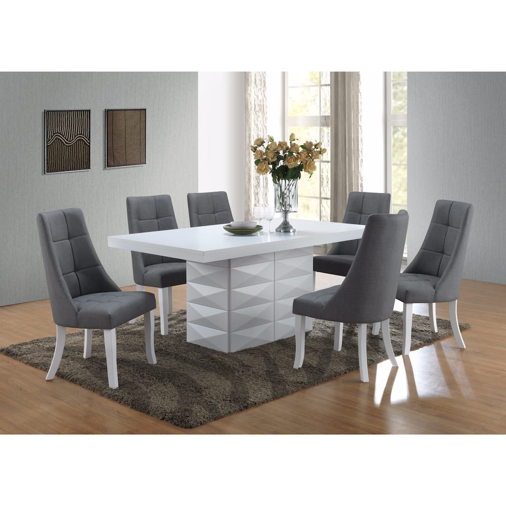Grey Vinyl Kitchen Dinette Dining Chairs (Set of 2)