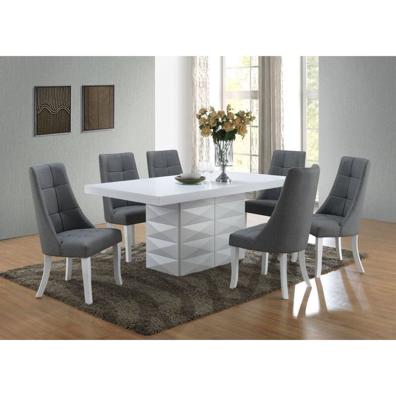 Grey Vinyl Kitchen Dinette Dining Chairs (Set of 2)