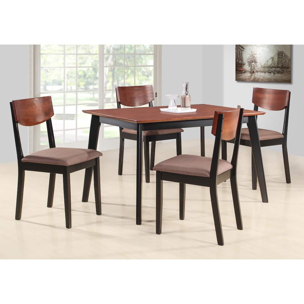 Casey Walnut/ Black Wood Rectangle Kitchen Dinette Dining Table