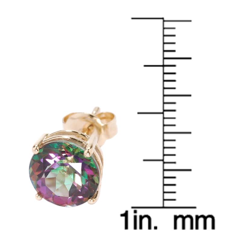 10k Yellow Gold Mystic Topaz Round Stud Earrings