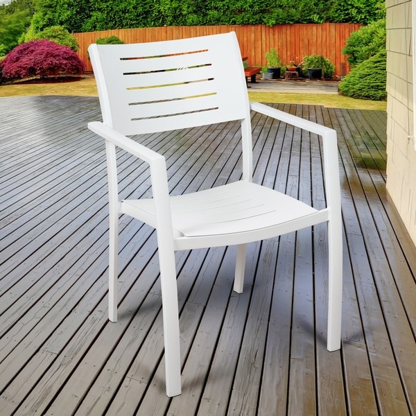 white aluminum patio set