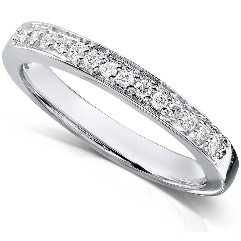 Annello by Kobelli 14k White Gold 1/8ct TDW Diamond Pave-set Womens Wedding Band (G-H, I1-I2)