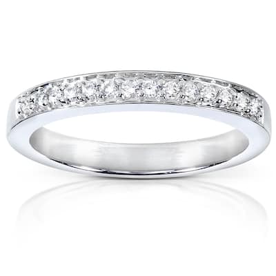 Annello by Kobelli 14k White Gold 1/8ct TDW Diamond Pave-set Womens Wedding Band (G-H, I1-I2)