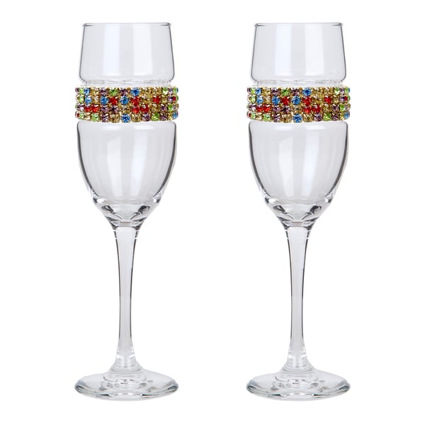 Stemware Designs Shimmering Wines Glass Confetti Champagne Flutes (Set of 2)