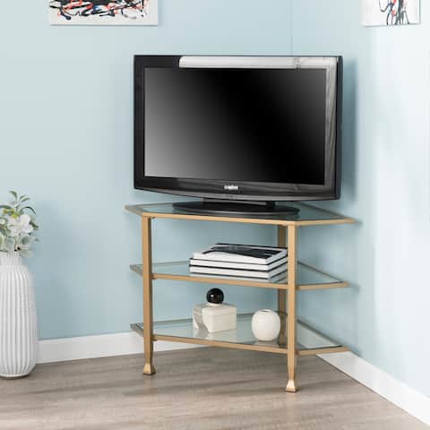 SEI Furniture Jensen Metal/Glass Corner Media TV Stand