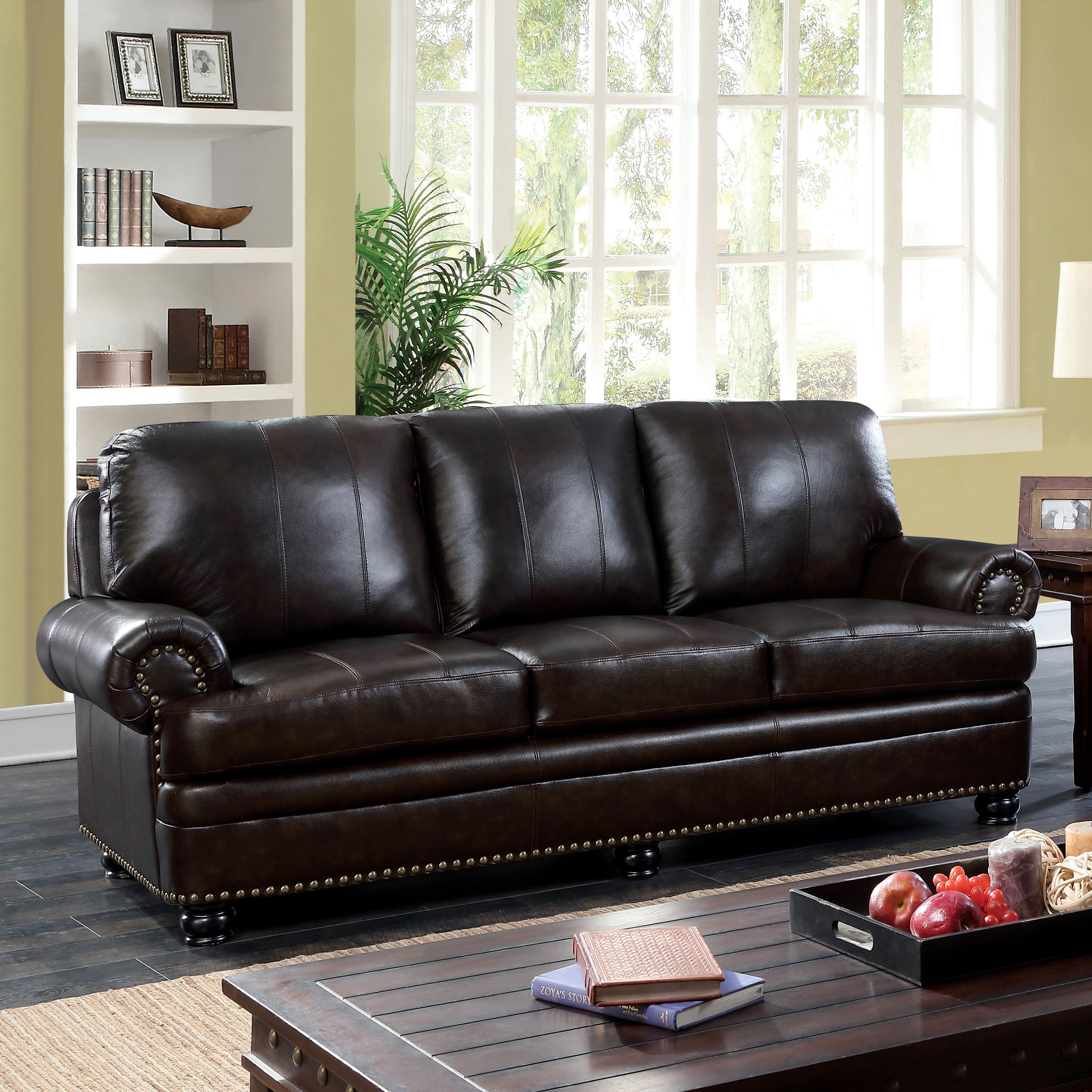 Furniture Of America Koda Traditional Brown Leather Match Koda Traditional Brown Leather
