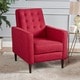 preview thumbnail 7 of 79, Mervynn Mid-Century Modern Button Tufted Fabric Recliner by Christopher Knight Home red + dark espresso