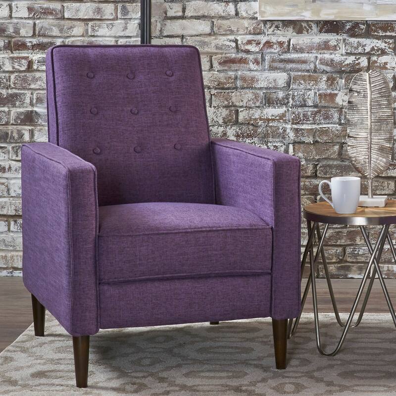 Mervynn Mid-Century Modern Button Tufted Fabric Recliner by Christopher Knight Home