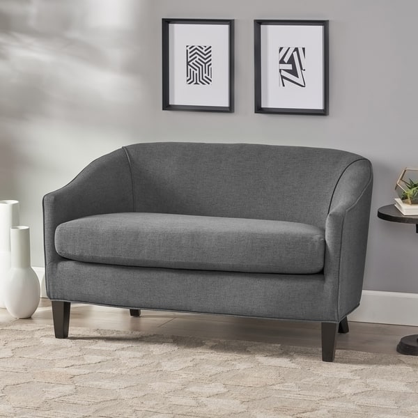 slide 2 of 12, Justine Fabric Loveseat by Christopher Knight Home Dark Grey