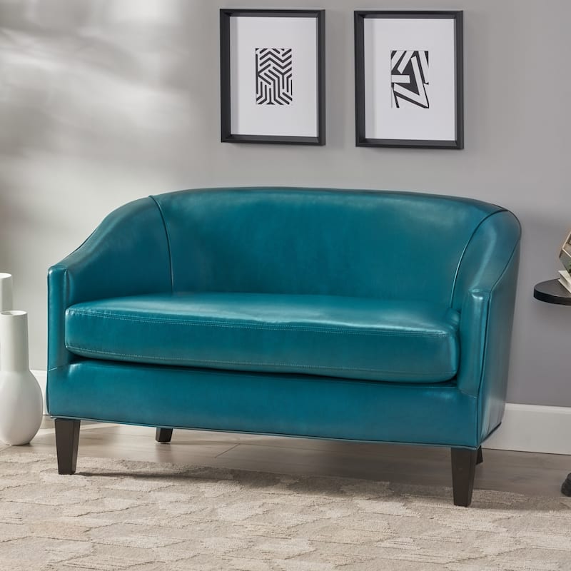 Justine Faux Leather Loveseat by Christopher Knight Home - Teal