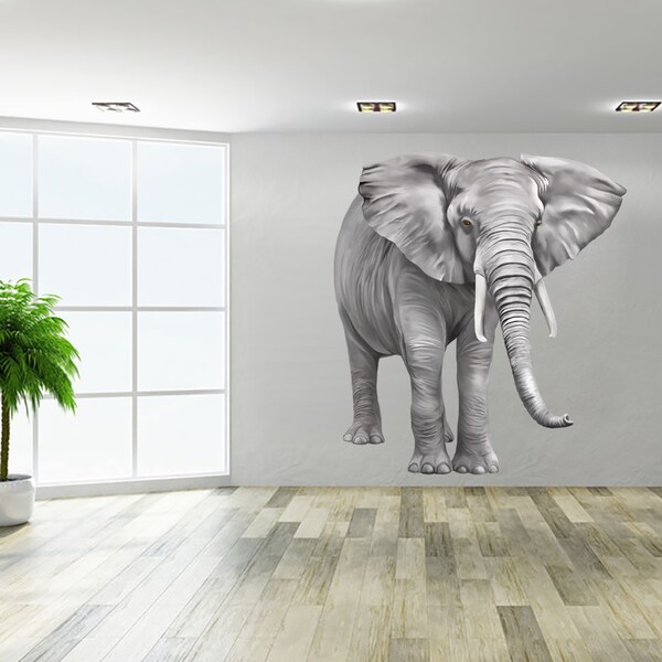 Full Color Big Elephant Full Color Wall Decal Sticker ...