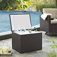 Palm Harbor Outdoor Brown Resin Wicker and Steel Cooler