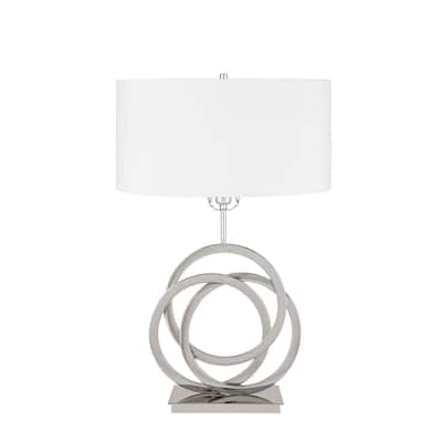 Finesse Decor Circles in Origami Chrome and Crystal 3-setting Table Lamp