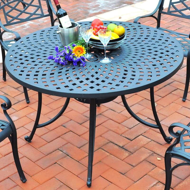 Crosley Sedona Charcoal Black Cast Aluminum 46-inch Dining Table - 46 "W x 46 "D x	28.13 "H