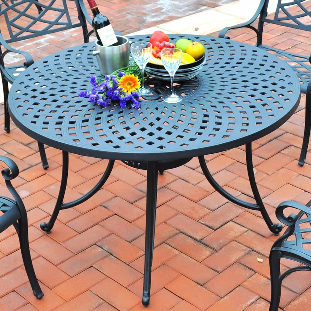 Crosley Sedona Charcoal Black Cast Aluminum 46-inch Dining Table - 46 "W x 46 "D x	28.13 "H