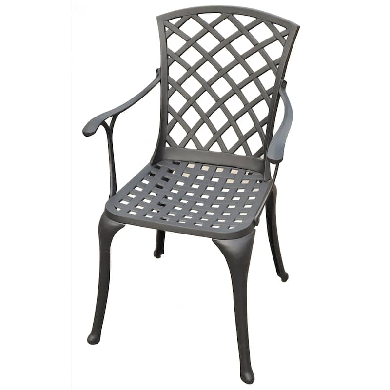 Crosley Sedona Cast Aluminum High Back Arm Chair in Charcoal Black Finish (Set of 2)