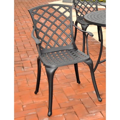 Crosley Sedona Cast Aluminum High Back Arm Chair in Charcoal Black Finish (Set of 2)
