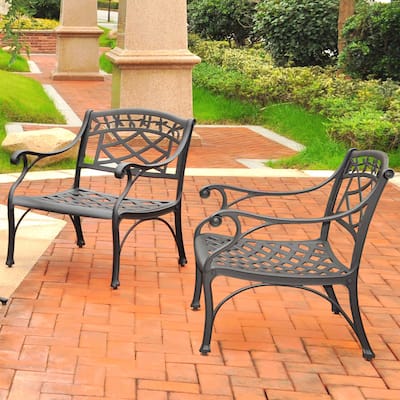 Crosley Sedona 2 Piece Cast Aluminum Outdoor Conversation Seating Set - 2 Club Chairs Black Finish