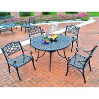 Sedona 42" Five Piece Cast Aluminum Outdoor Dining Set with Arm Chairs in Black Finish