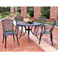 Sedona 42" Five Piece Cast Aluminum Outdoor Dining Set with High Back Arm Chairs in Black Finish