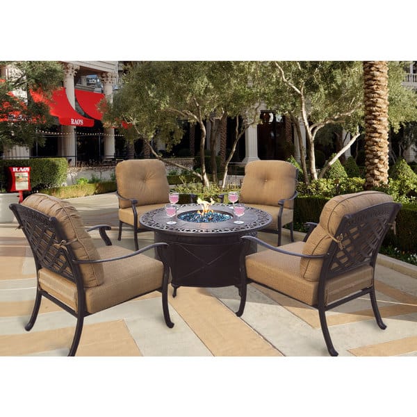 Shop Darlee Oceanside Cast Aluminum 5 Piece Chat Set 47 Round