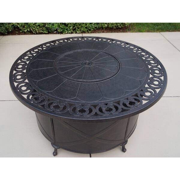 Shop Darlee Oceanside Cast Aluminum 5 Piece Chat Set 47 Round Propane Fire Pit Chat Table Overstock 15049460