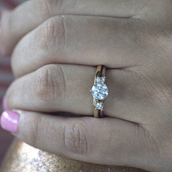 Shop 14k White Gold Three Stone Princess Cut Ring Wrap Enhancer